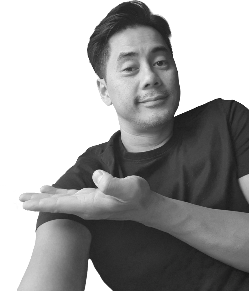 William Tran, QA engineer, holding out an open hand